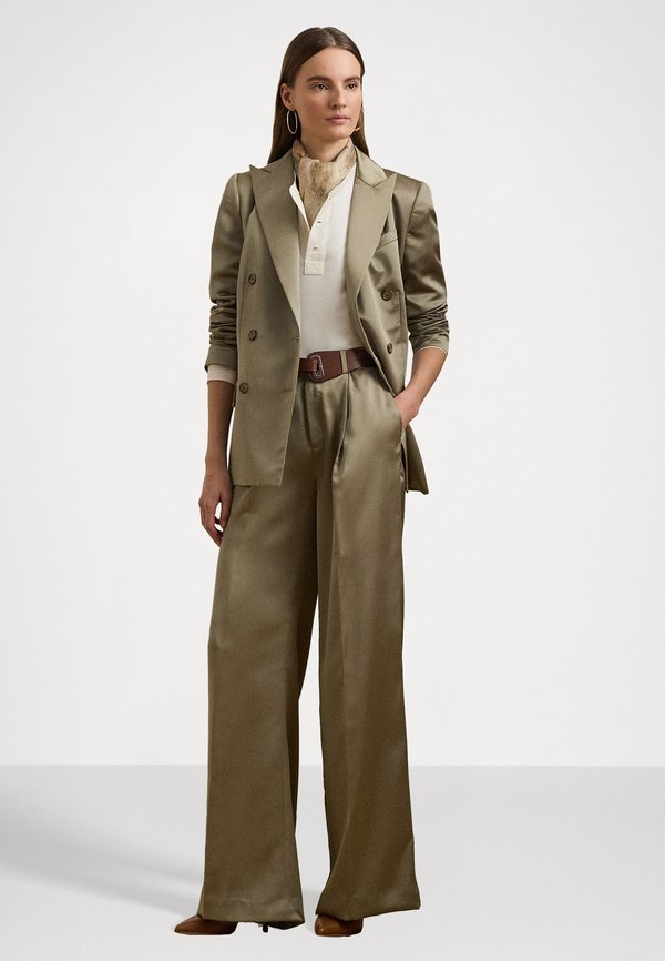 SATIN CHARMEUSE WIDE LEG PANT - Trousers - madison tan3