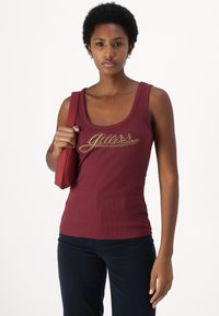 Guess LOGO RIB TANK - Top - burgundy rose