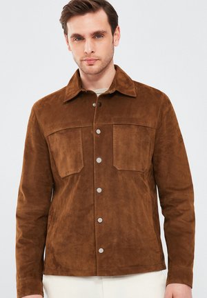 Derimod Veste en cuir - brown