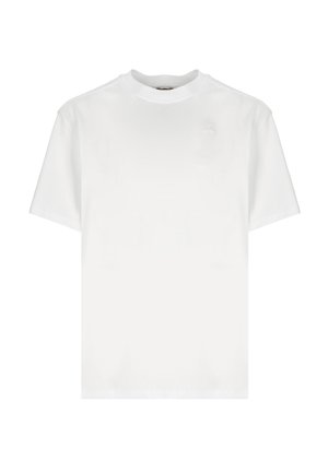 T-shirt bianco a maniche corte con collo rotondo. Presenta un logo sottile sul petto. Realizzato in cotone liscio e leggero.