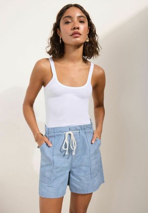 Friends Like These, REGULAR FIT - CHAMBRAY ROPE TIE WAIST SHORTS . - Farmer rövidnadrágok - blue stripe