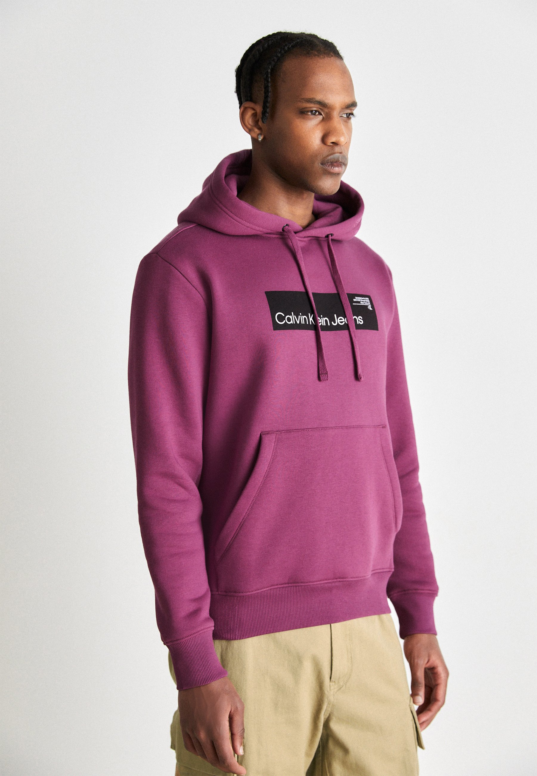 Calvin Klein Jeans HYPER REAL BOX LOGO GENDERLESS UNISEX - Hoodie -  amaranth/purple - Zalando.ie