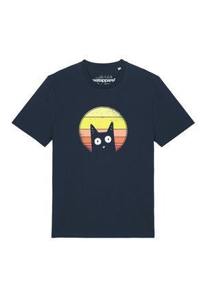 watapparel, SUNSET CAT - T-Shirt print - french navy