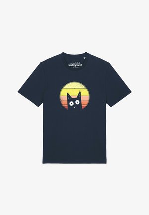 watapparel, SUNSET CAT - T-Shirt print - french navy