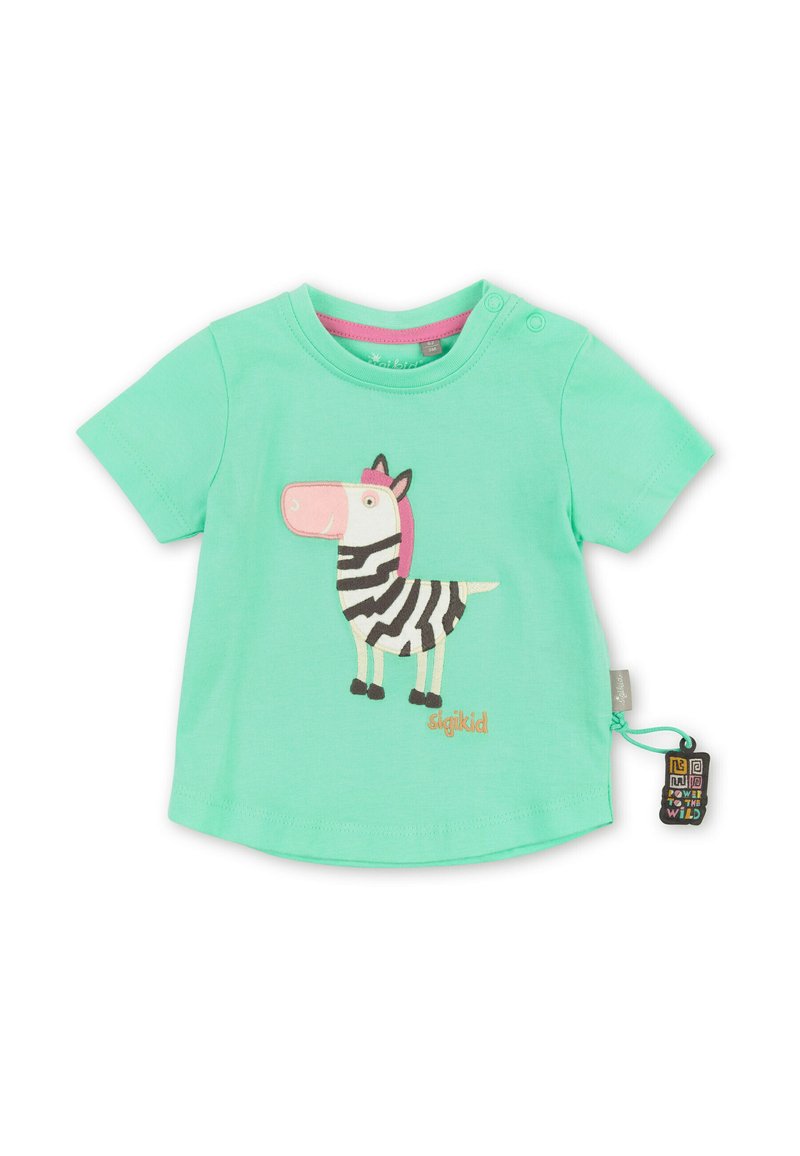 Sigikid T-Shirt Bambino Safari Adventure - Cotone Biologico, Manica Corta, Colori Turchese E Verde - Taglie 98-128