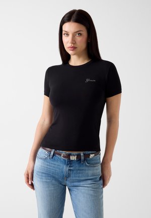 Guess, NEW SS CN MINI LOGO TEE - T-Shirt basic - schwarz