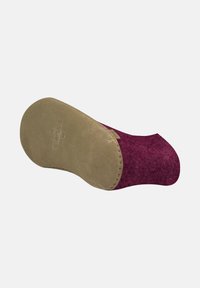 Vilt slipperzool in diep bordeaux met een beige suede hak. Gestikte randen en geperst logo detail aan de onderkant.