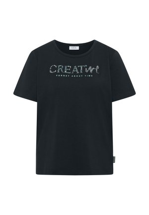 Cecil, T-SHIRT WITH ROUND NECK AND GLITTER-SLOGAN - T-shirt imprimé - palm breeze green