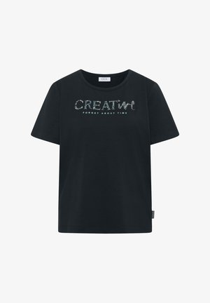 Cecil, T-SHIRT WITH ROUND NECK AND GLITTER-SLOGAN - T-shirt imprimé - palm breeze green