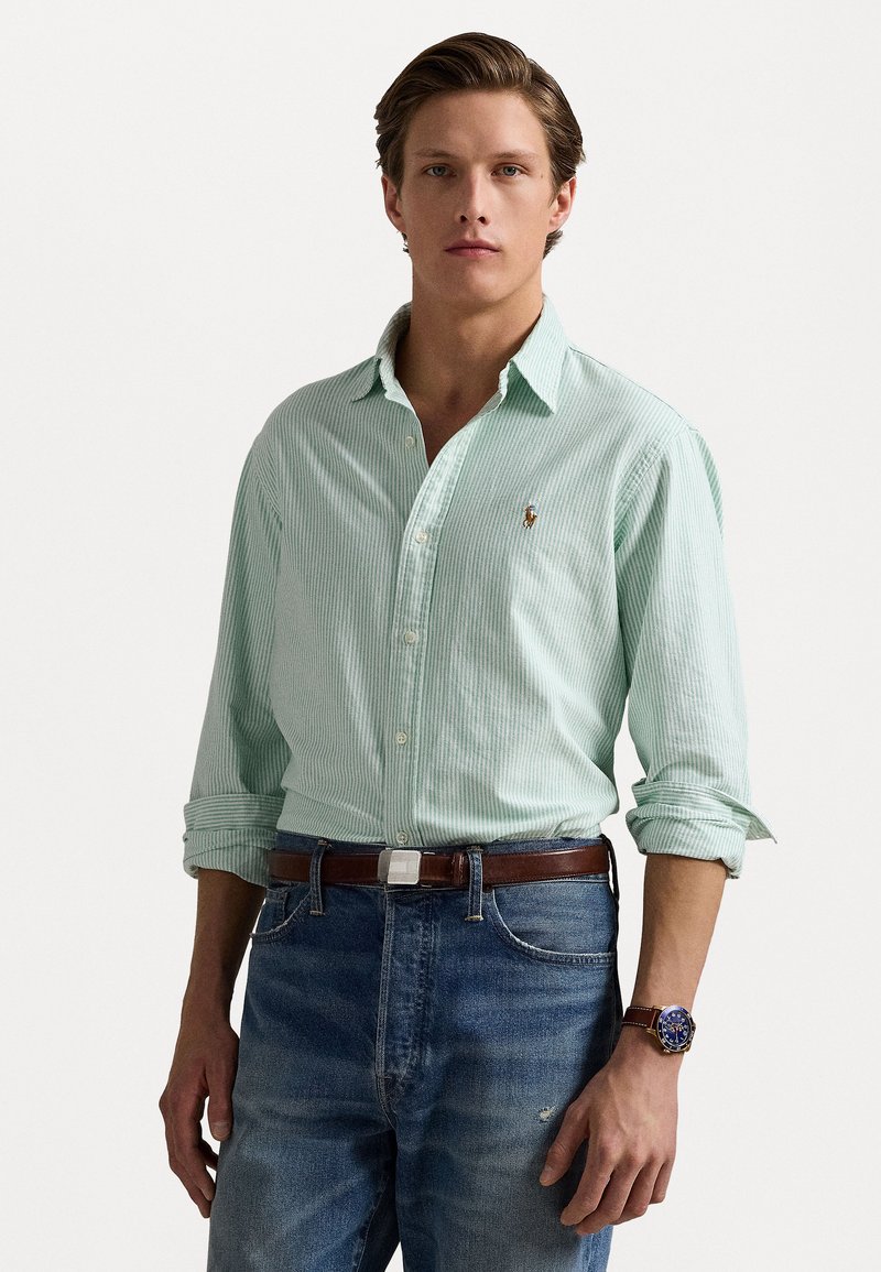 Polo Ralph Lauren - CUSTOM FIT STRIPED OXFORD SHIRT - Button down-skjorte - summer emerald/white, Forstørre
