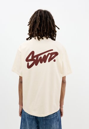 WITH LOGO - T-Shirt print - mottled beige
