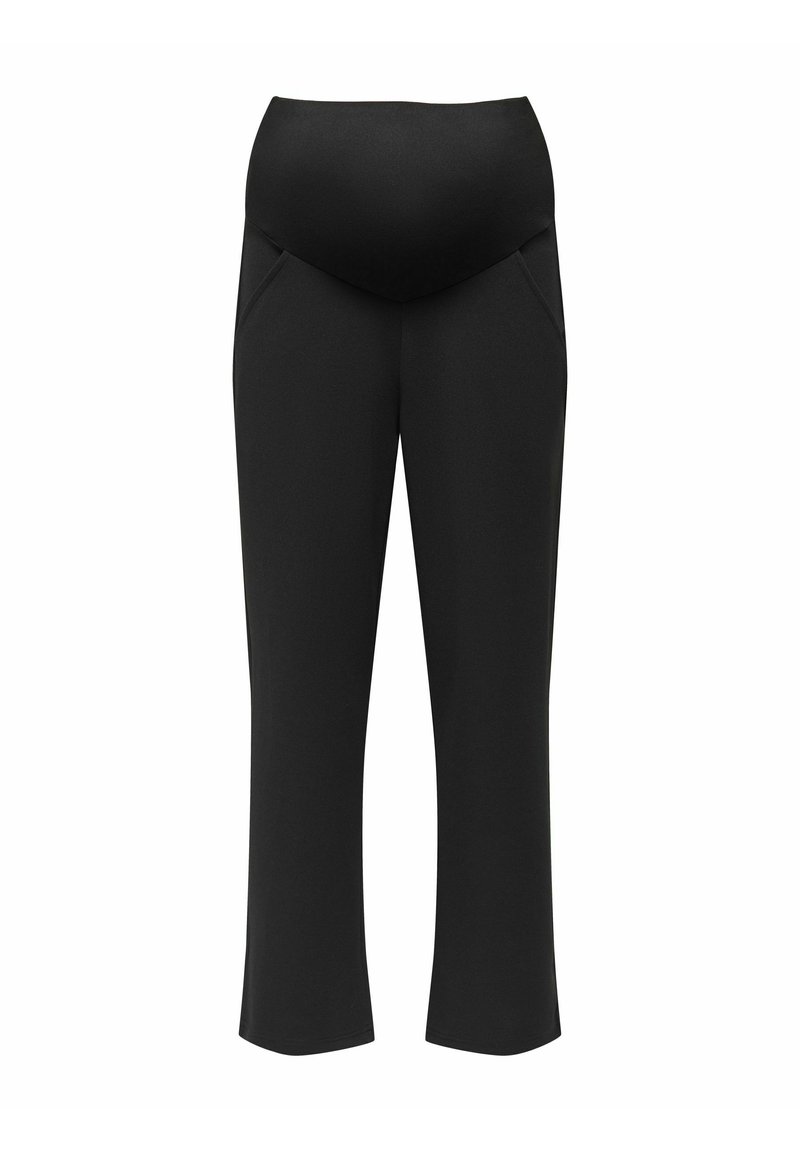 Sorte graviditetstights med høy, elastisk midje, to sidelommer og rett bendesign. Laget av mykt, fleksibelt stoff.