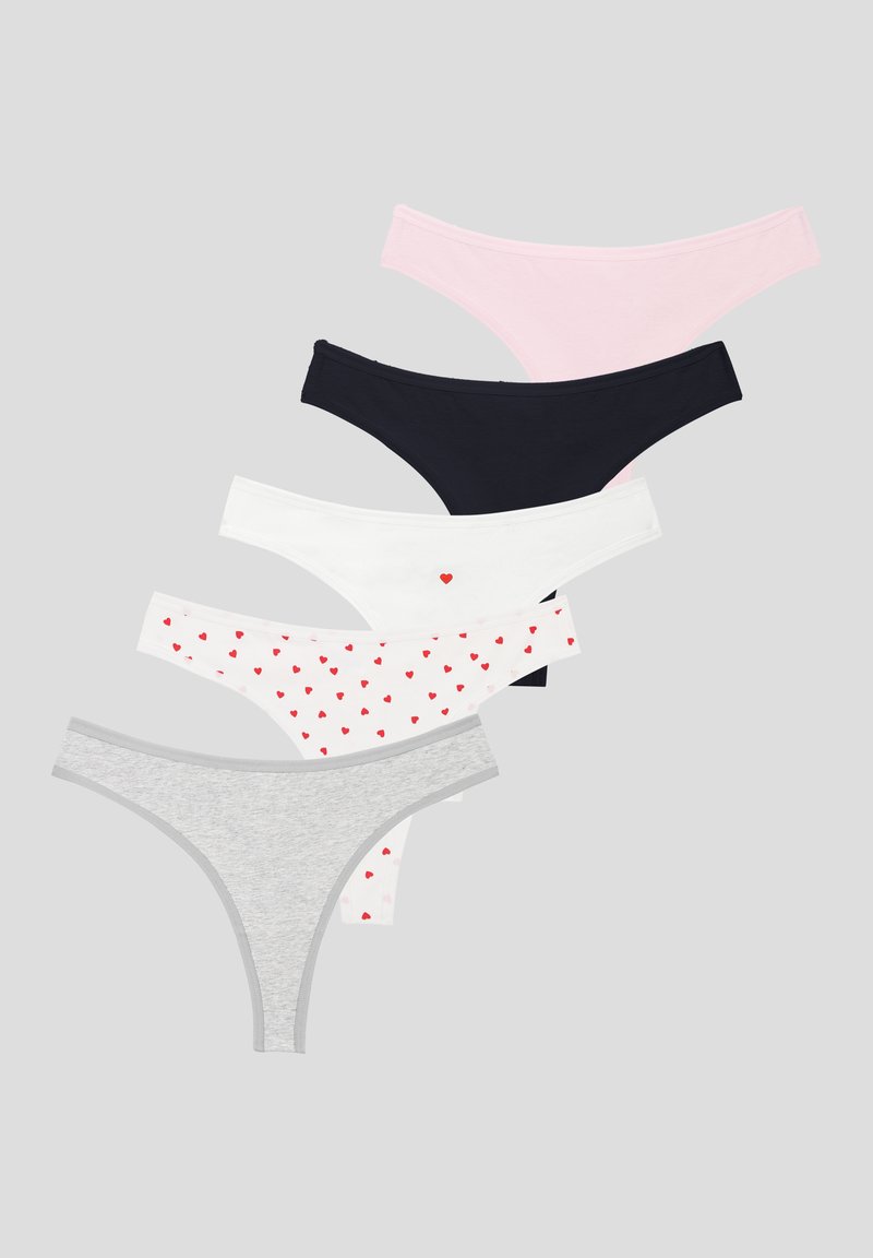 String Gray Even&Odd 5 PACK - String - grey melange / white printed / light pink ...