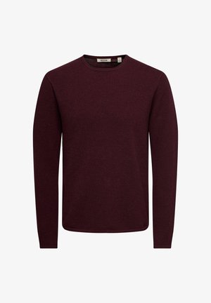Bordeaux langemouwen trui in een textuurgebreide uitvoering met een ronde hals en een losse pasvorm. Gemaakt van zachte stof voor comfort.