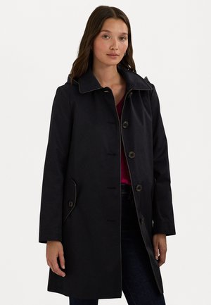 Lauren Ralph Lauren Petite FAUX-LEATHER-TRIM HOODED COAT - Parka - dark navy