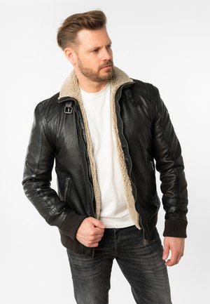 Chaqueta de cuero - schwarz