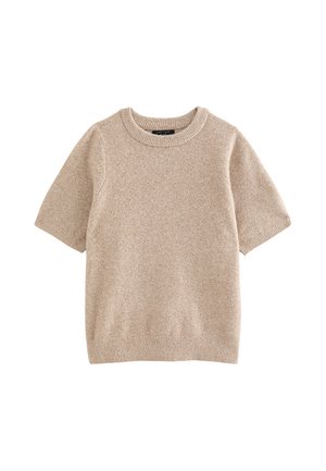 New Look Curves, CURVES LIGHT  BRUSHED  SET IN SLEEVE T-SHIRT - Camiseta estampada - mid brown