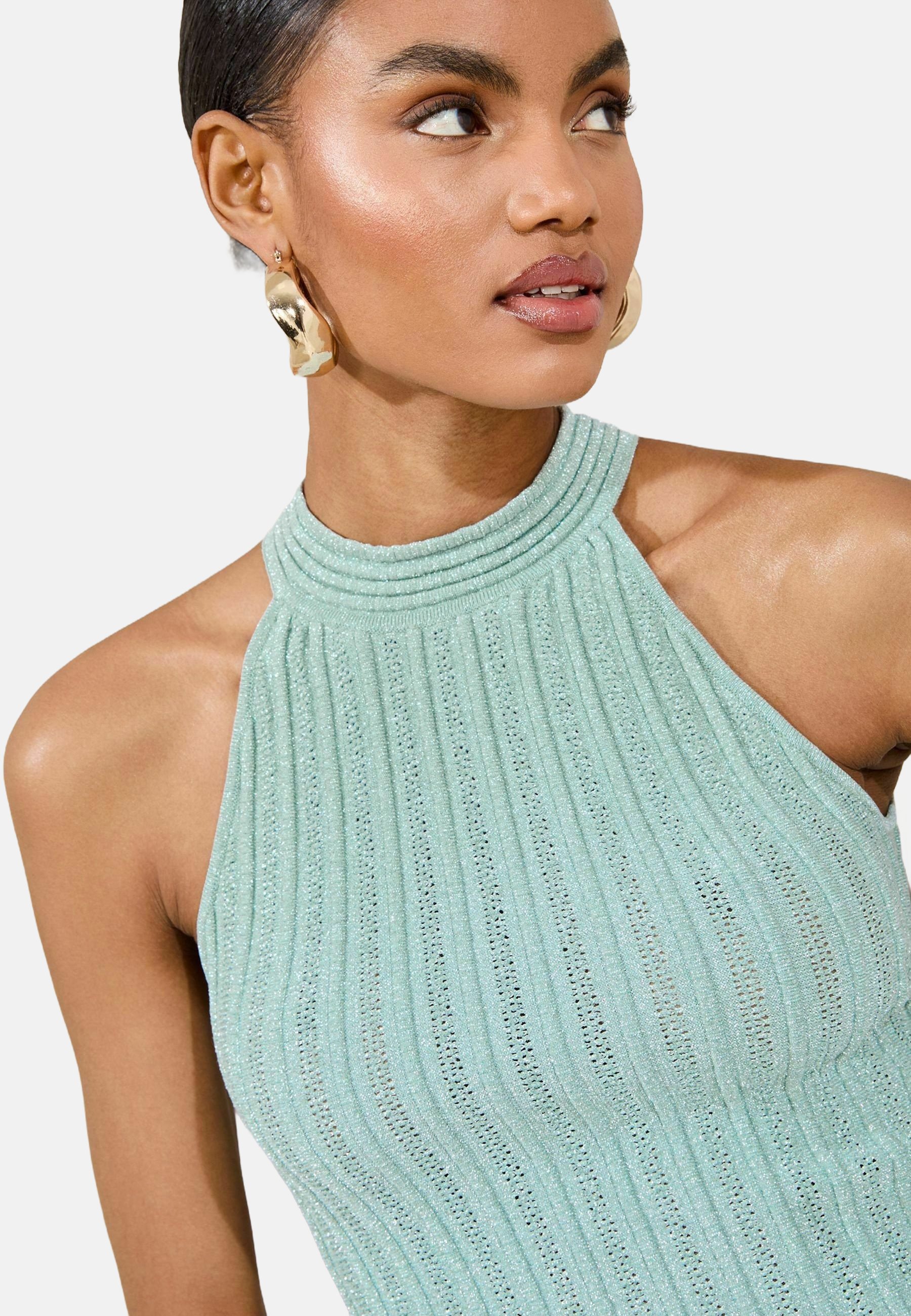Lipsy SPARKLE HALTER NECK - Top - blue/light blue - Zalando