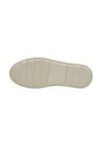 Rubber shoe sole in off-white, featuring a textured surface with horizontal ridges and a smooth curved toe section.