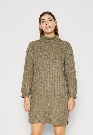 Noisy May Curve NMNINA ROLLNECK DRESS CURVE - Φόρεμα-πουλόβερ - kombu green melange