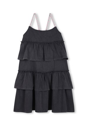 RUFFLE MET BANDJES - Robe en jean - bitume
