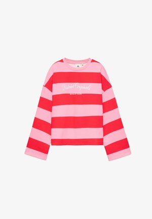 PULL&BEAR, OVERSIZE STRIPED WITH CONTRAST GRAPHIC - SWEATSHIRT - Sweatshirt - pink