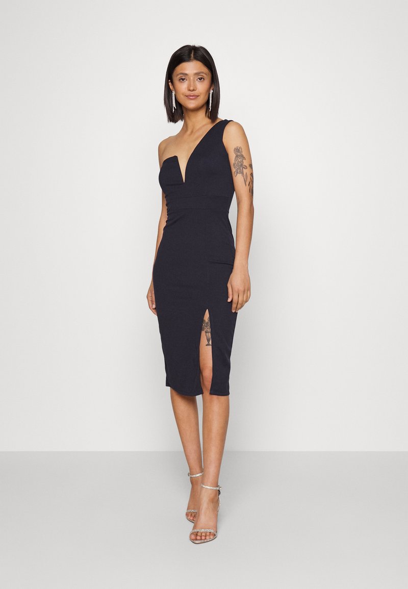 WAL G. GIGI ONE SHOULDER MIDI DRESS Jerseyjurk navy blue