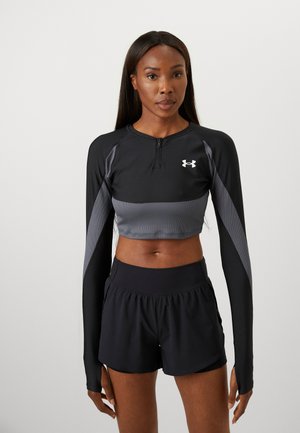 HEATGEAR RIB - Long sleeved top - black/castlerock/white