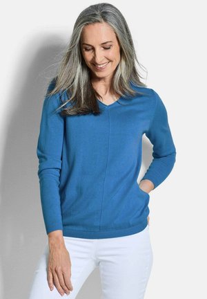 PULLOVER MIT V-AUSSCHNITT COTTAMIRA - Pullover - blue