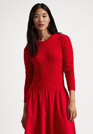 CABLE-KNIT BODICE DRESS - Robe pull - red