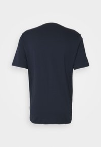 Marinblå bomull t-shirt med korta ärmar, rundad halsringning och en enkel design. Lämplig för avslappnad klädsel.