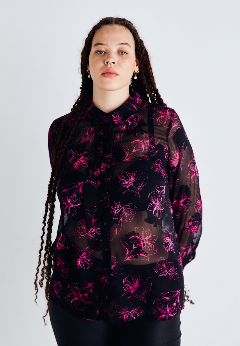 ONLY Carmakoma CARMELENA BOW - Blusa com botões - fuchsia purple