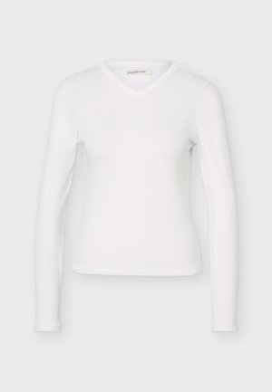 Abercrombie & Fitch, VINTAGE HIGH V NECK TEE - T-shirt à manches longues - white