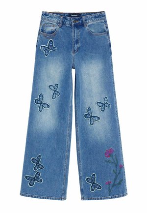 Desigual, WIDE-LEG PRINTED JEANS - Jeans baggy - blue