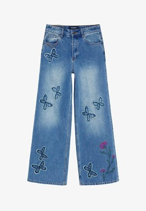 Desigual, WIDE-LEG PRINTED JEANS - Jeans baggy - blue