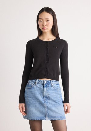 ESSENTIAL CREW NECK CARDIGAN - Cardigan - black