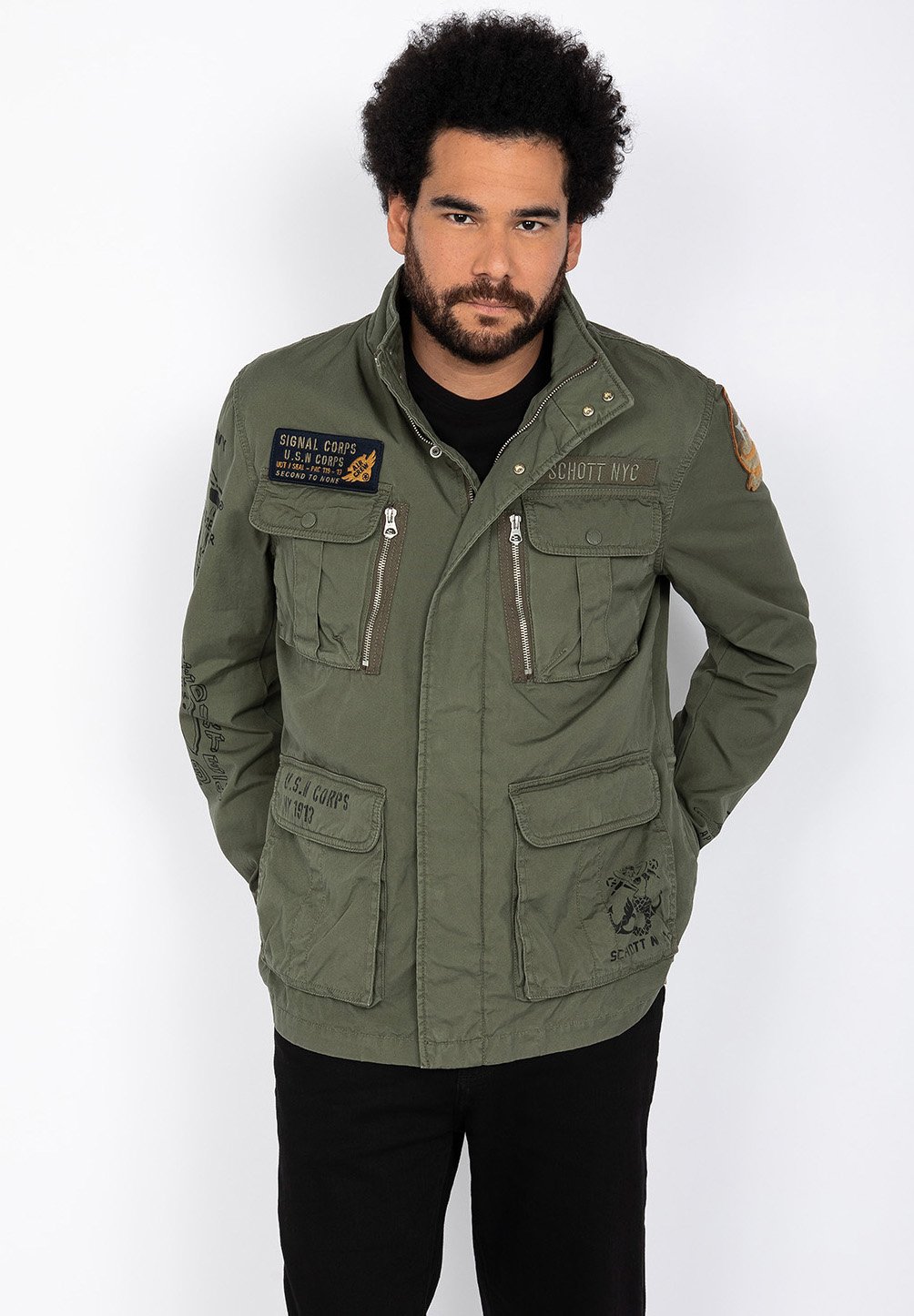 Schott Chaqueta fina - kaki/verde - Zalando.es