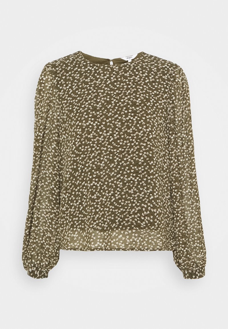 Object OBJMILA LS NOOS - Blusa - deep lichen green/flowers