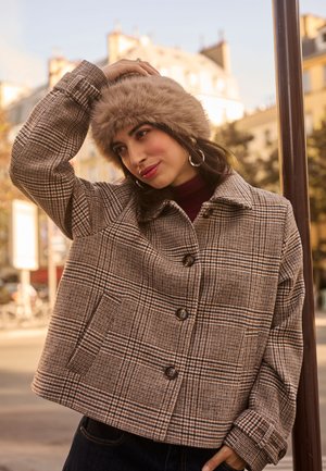 Cream, CRGEORG SHORT WINTER - Manteau court - grey check