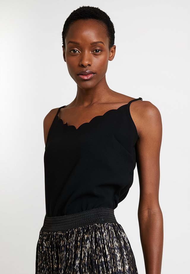SIINA SCALLOP NECKLINE CAMI TOP - Toppe - black