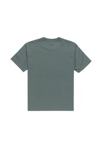 Short-sleeve t-shirt in muted green cotton, featuring a crew neckline and a plain back with no graphics or embellishments.