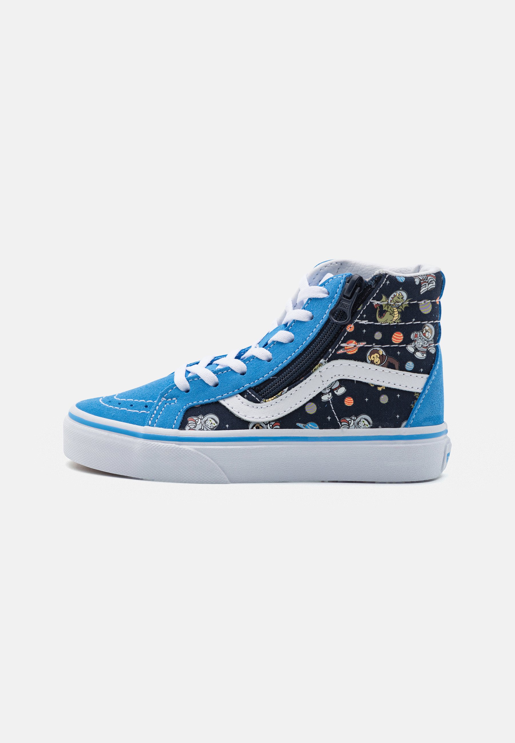 vans high tops black and blue
