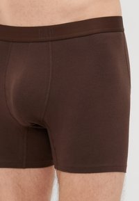 Pruunid puuvillased bokserid, millel on pehme tekstuur ja tumedast kummist vöö, millel on sisse pressitud "GAP" logo. Üksikasjalik ja hästi istuv disain, õmmeldud õmblustega.