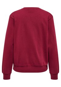Bordeaux sweatshirt met ronde hals, lange mouwen en geribde boorden. Glad textuur, ontspannen pasvorm en geen zichtbare logo's of patronen.