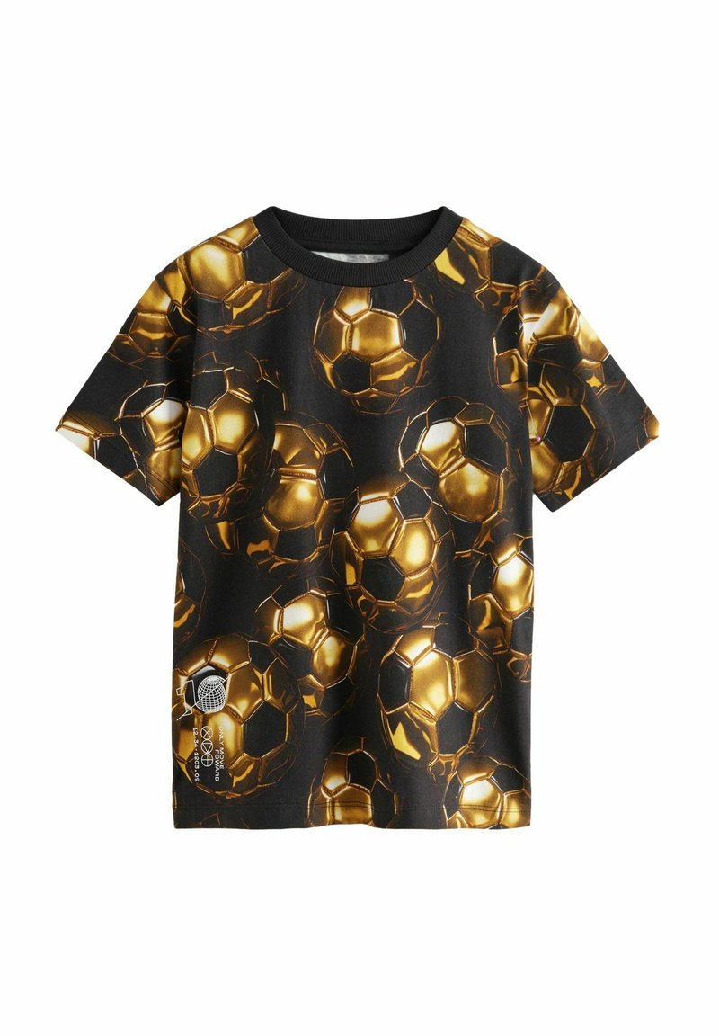 Next ALL OVER SHORT SLEEVE STANDARD - Apdrukāts T-krekls - black gold football