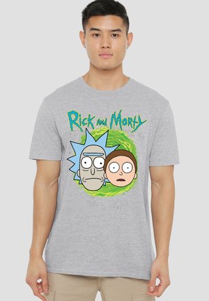Cotton Soul, RICK AND MORTY FLOATING HEADS - Print T-shirt - mottled light grey