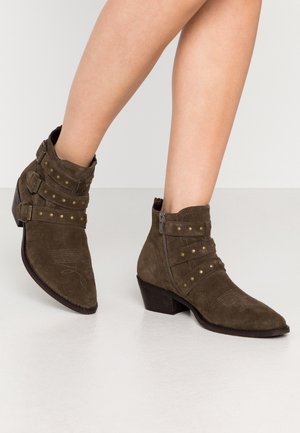 Cowboy/biker ankle boot - taupe