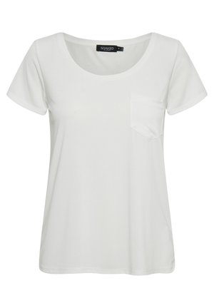 T-shirt bianco a maniche corte realizzato in morbido cotone, con scollo tondo e taschino sul lato sinistro del petto. Texture liscia, vestibilità classica.