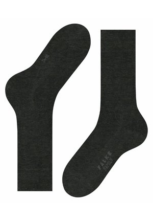 Dunkelgraue Socken mit einer glatten Textur, verstärkter Ferse und Spitze sowie dezenten Logo-Details. Strukturiert für Komfort und Haltbarkeit.