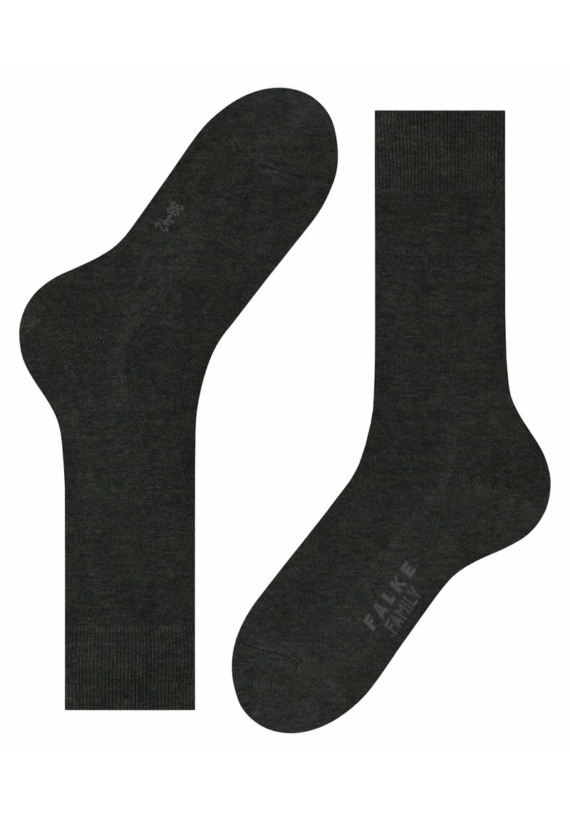 Dunkelgraue Socken mit einer glatten Textur, verstärkter Ferse und Spitze sowie dezenten Logo-Details. Strukturiert für Komfort und Haltbarkeit.